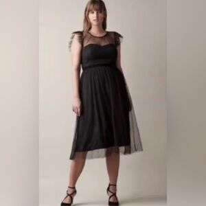 Jason Wu Black Midi Dress with Tulle Overlay